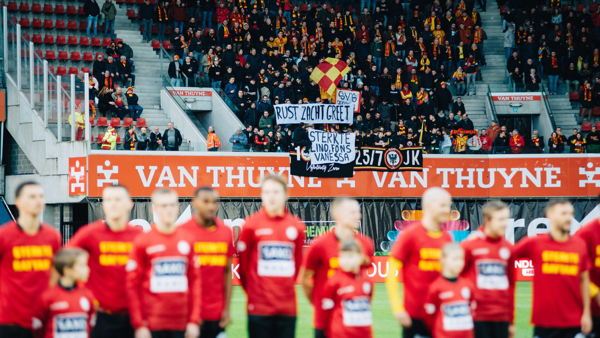 Steunspandoek van de supporters van KV Mechelen