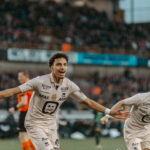 Bilal Bafdili from KV Mechelen celebrating after scoring a goal